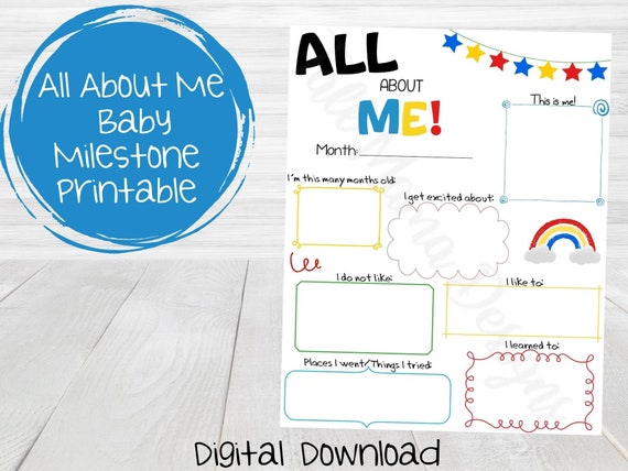 All About Me Baby Milestone Printable Baby Milestone Digital | Etsy