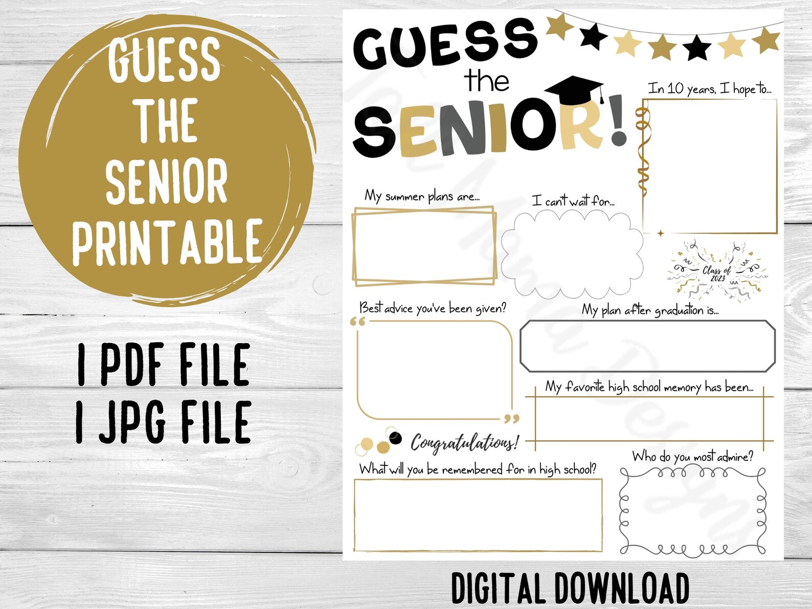 Senior Questionnaire.pdf Guess the Senior Printable, Graduation Questionnaire, Senior Interview ...