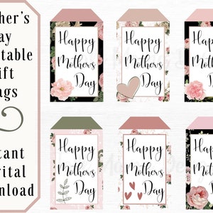 Mother&#39;s Day Printable Gift Tag, Floral Mother&#39;s Day Tag, Digital Gift Tag for Mom, Mother&#39;s Day Gift, Floral Gift Tag, Happy Mother&#39;s Day