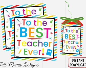 Al mejor maestro jamás imprimible etiqueta de regalo, etiqueta de regalo del maestro, etiqueta imprimible de fin de escuela del maestro, etiqueta de regalo para maestros, etiqueta de regalo digital