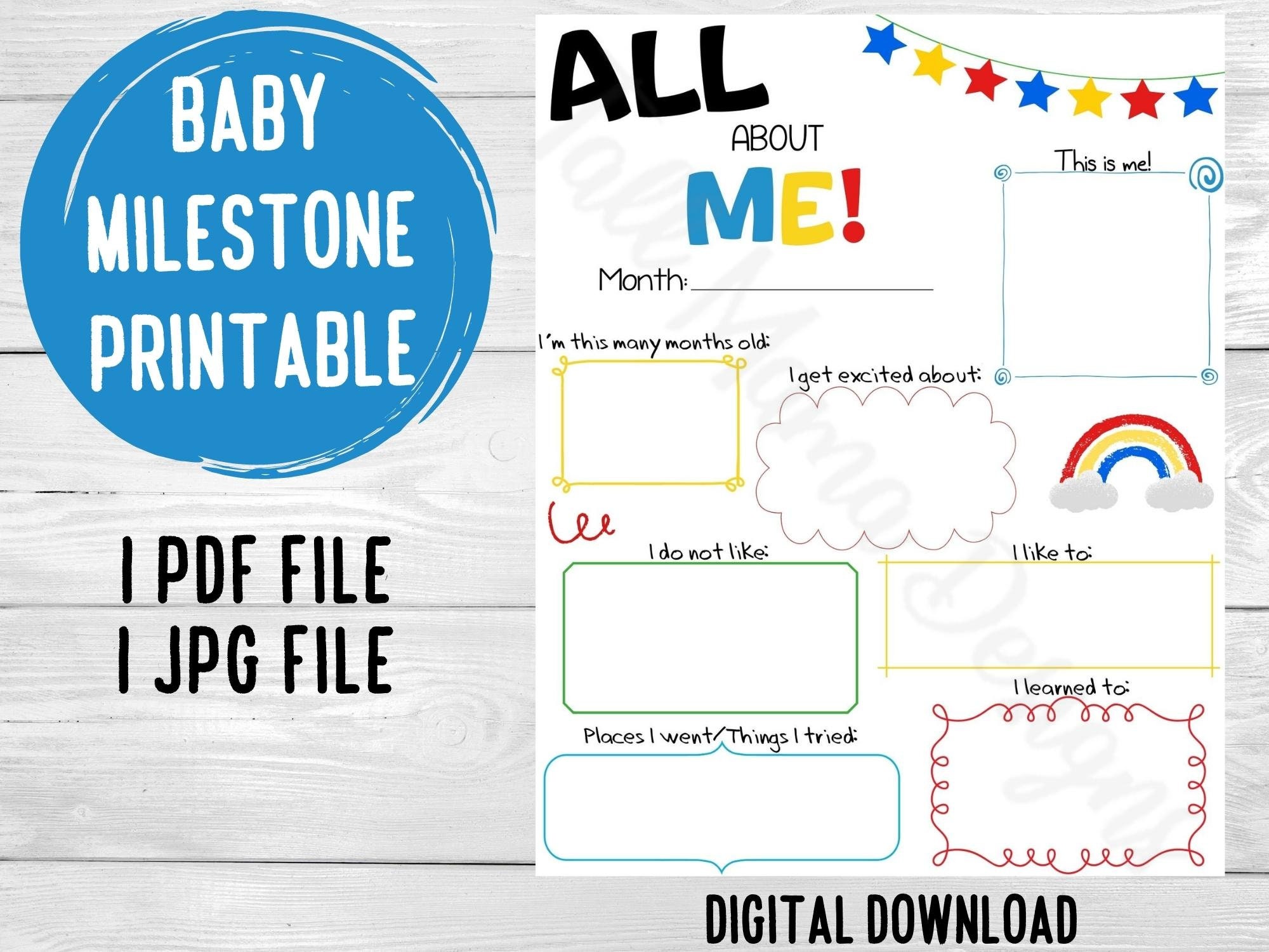 All About Me Baby Milestone Printable Baby Milestone Digital - Etsy ...
