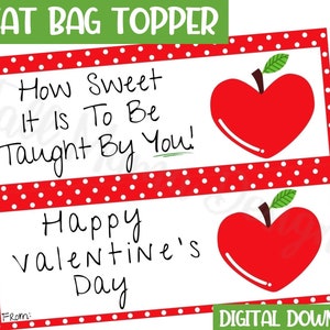 Teacher Valentine Treat Bag Topper, Classroom Treat Bag, Teacher Thank You, Valentine&#39;s Printable Treat Bag Topper, Teacher Treat Bag