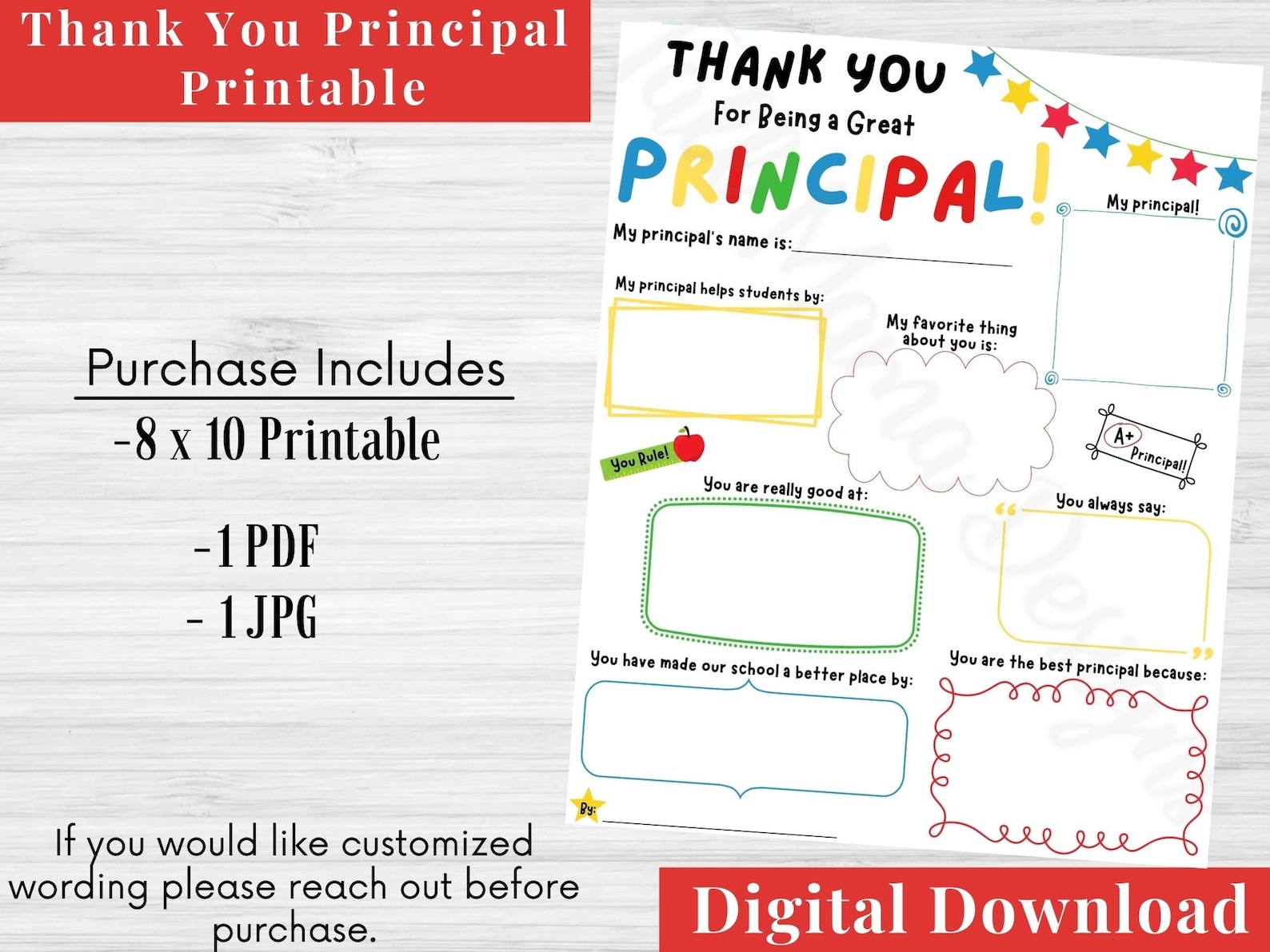 Thank You Principal Printable Principal Appreciation | Etsy