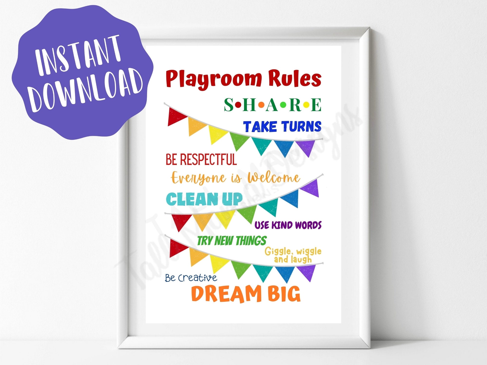 Playroom Rules Printable Playroom Digital Wall Art Kids Room Etsy