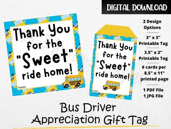 Thank You For The Sweet Ride Home Printable Gift Tag Gift Tag - Etsy Canada