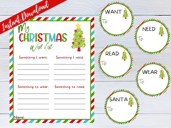 Printable Christmas Wish List Secret Santa Digital Download | Etsy