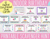 Indoor Birthday Scavenger Hunt Clues, Printable Scavenger Hunt, Indoor Birthday Treasure Hunt, Birthday Activity, Birthday Game, Digital