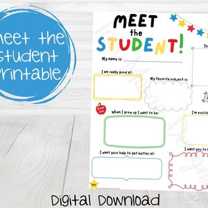 Meet the Student Printable, First Day of Class Activity, Classroom Activity, Student Questionnaire, Student Interview, Digital Download