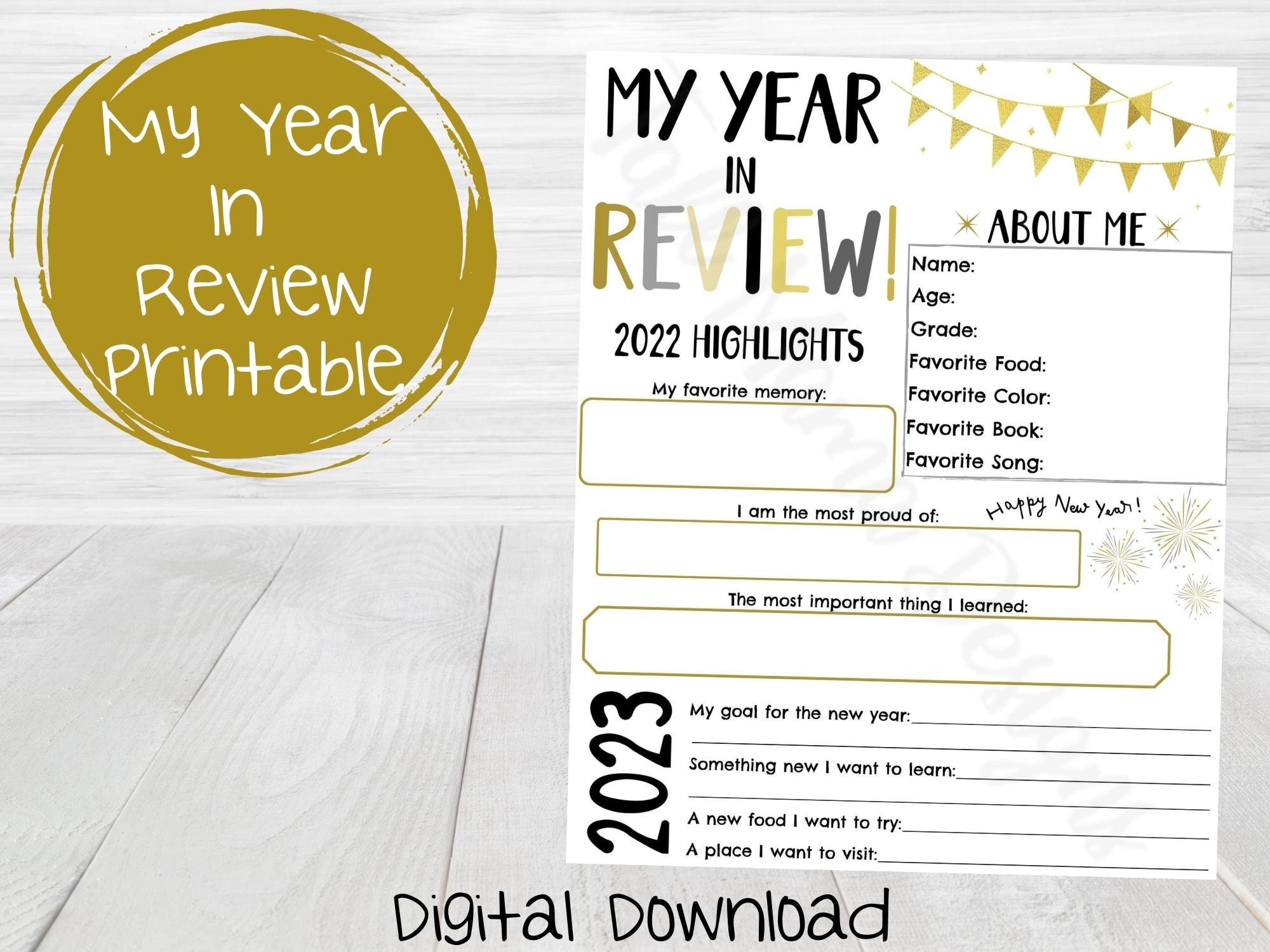 My Year in Review Printable New Year Student Printable - Etsy