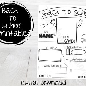 Back To School Printable, First Day of School Printable, Classroom Activity, Student Questionnaire, Printable for Kids, Digital Download