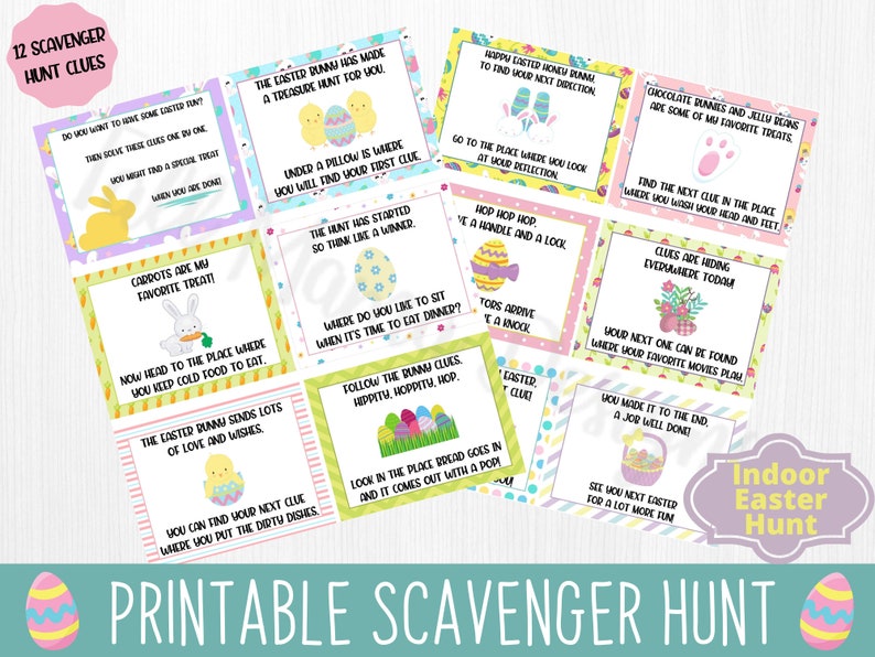 Indoor Easter Scavenger Hunt, Scavenger Hunt Clues, Kids Easter Scavenger Hunt, Scavenger Hunt for Kids, Scavenger Hunt Printable image 2