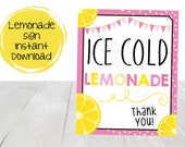 Ice Cold Lemonade Printable Sign, Lemonade Stand Printable, Lemonade Digital Sign, Lemonade Theme Event Printable, Lemonade Summer Printable