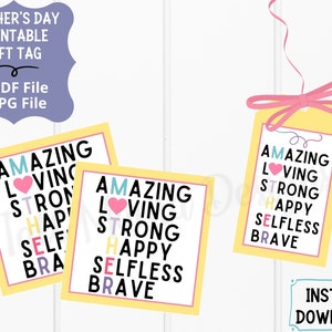 Mother's Day Printable Gift Tag, Mother's Day Gift Tag, Amazing Mother, Digital Gift Tag for Mom, I Love Mom, Mother's Day Printable