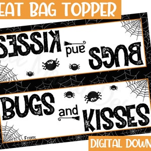 Bugs and Kisses Treat Bag Topper, Halloween Treat Bag Topper, Printable Halloween Treat Topper, Halloween Goodie Bag Topper, Digital Topper