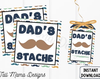 Dad's Stache Printable Gift Tag, Digital Father's Day Gift Tag, Father's Day Candy Gift Tag, Dad Printable Candy Label, Father's Day