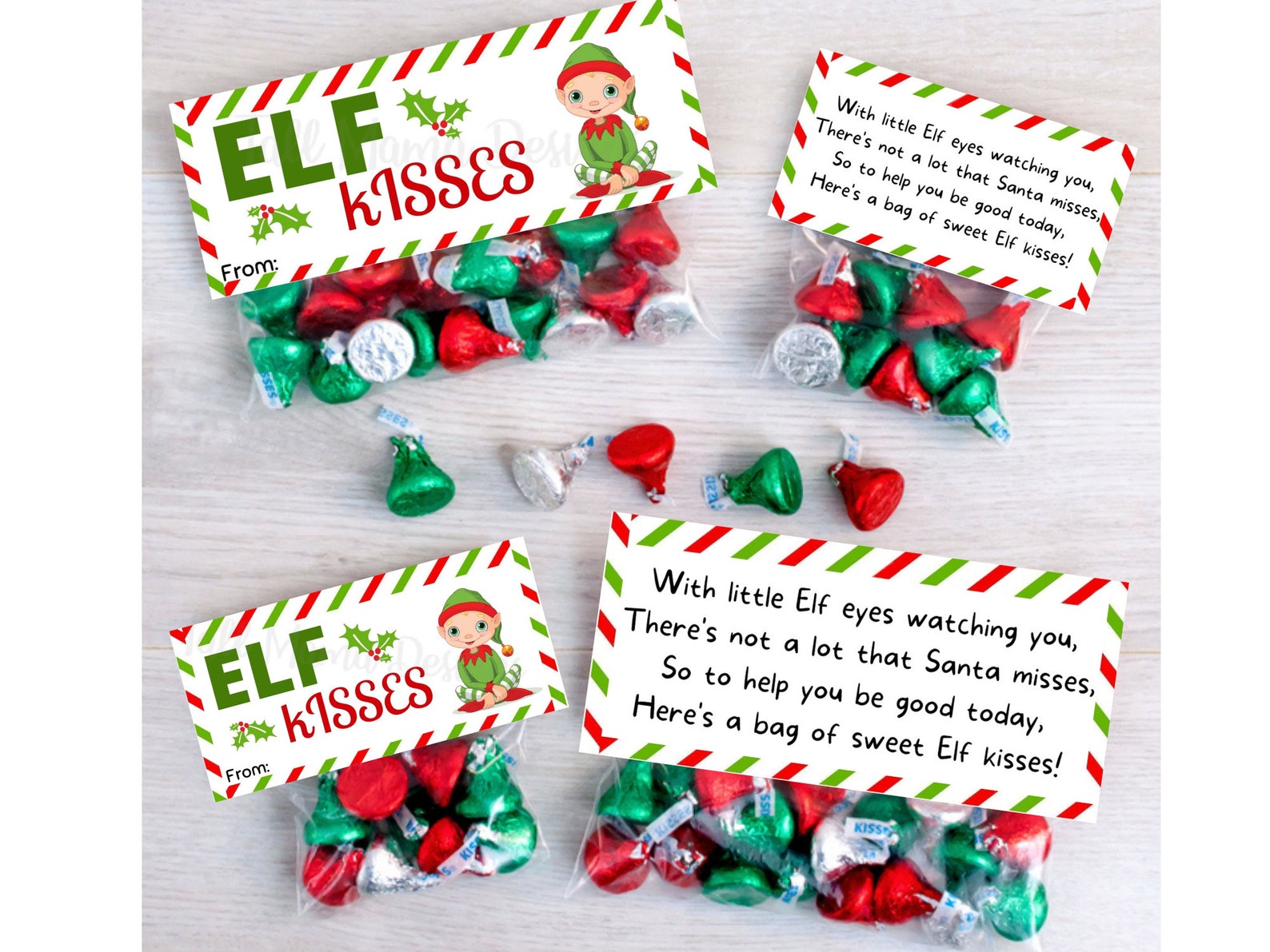 Cute Elf Kisses Treat Bag Topper Printable Free Christmas Printables ...