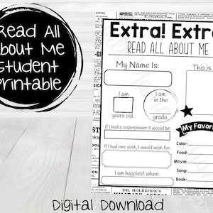 Back To School Printable, First Day of School Printable, Digital Classroom Activity, Student School Printable, Printable for Kids, Digital