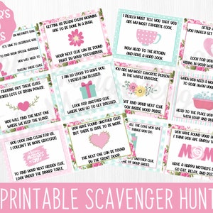 Mother's Day Printable Scavenger Hunt, Mother's Day Clue Cards, Digital Mother's Day Game, Mother's Day Treasure Hunt, Digital Download