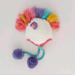 Unicorn Knit Hat, Unicorn Knit Beanie, Unicorn Winter Hat, Crochet Unicorn Beanie, Youth Size Beanie