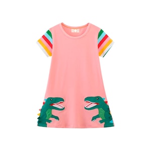Girls Dinosaur Dress, Girls Short Sleeve Dress, Dinosaur Dress, Toddler Dinosaur Dress