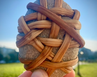 Hiraeth Stone - M, Zen Rock Wrap, Meditation Stone, Kelp Fiber Wrapped Rock