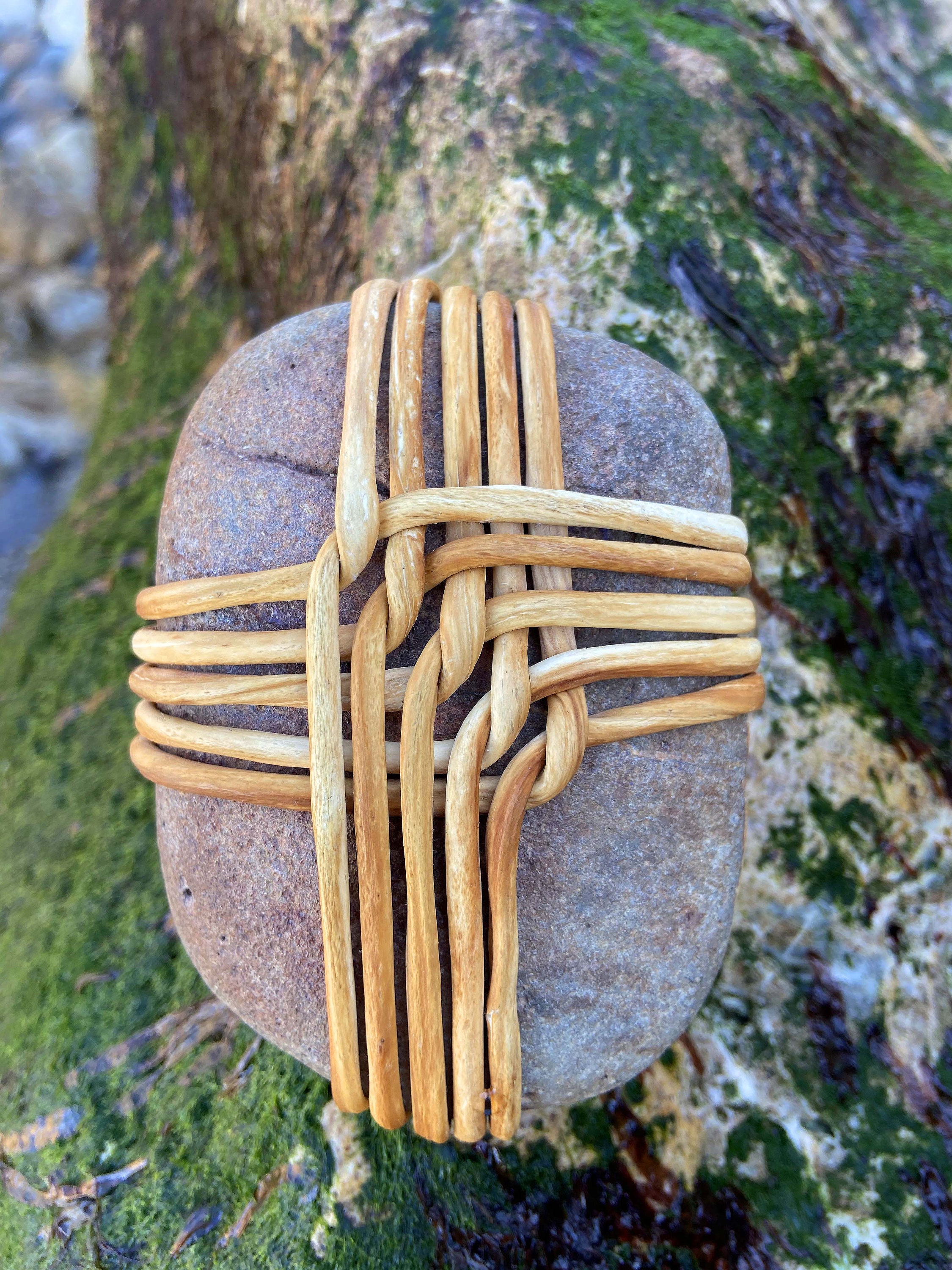 Natural Order Stone L, Zen Rock Wrap, Meditation Stone, Kelp Fiber