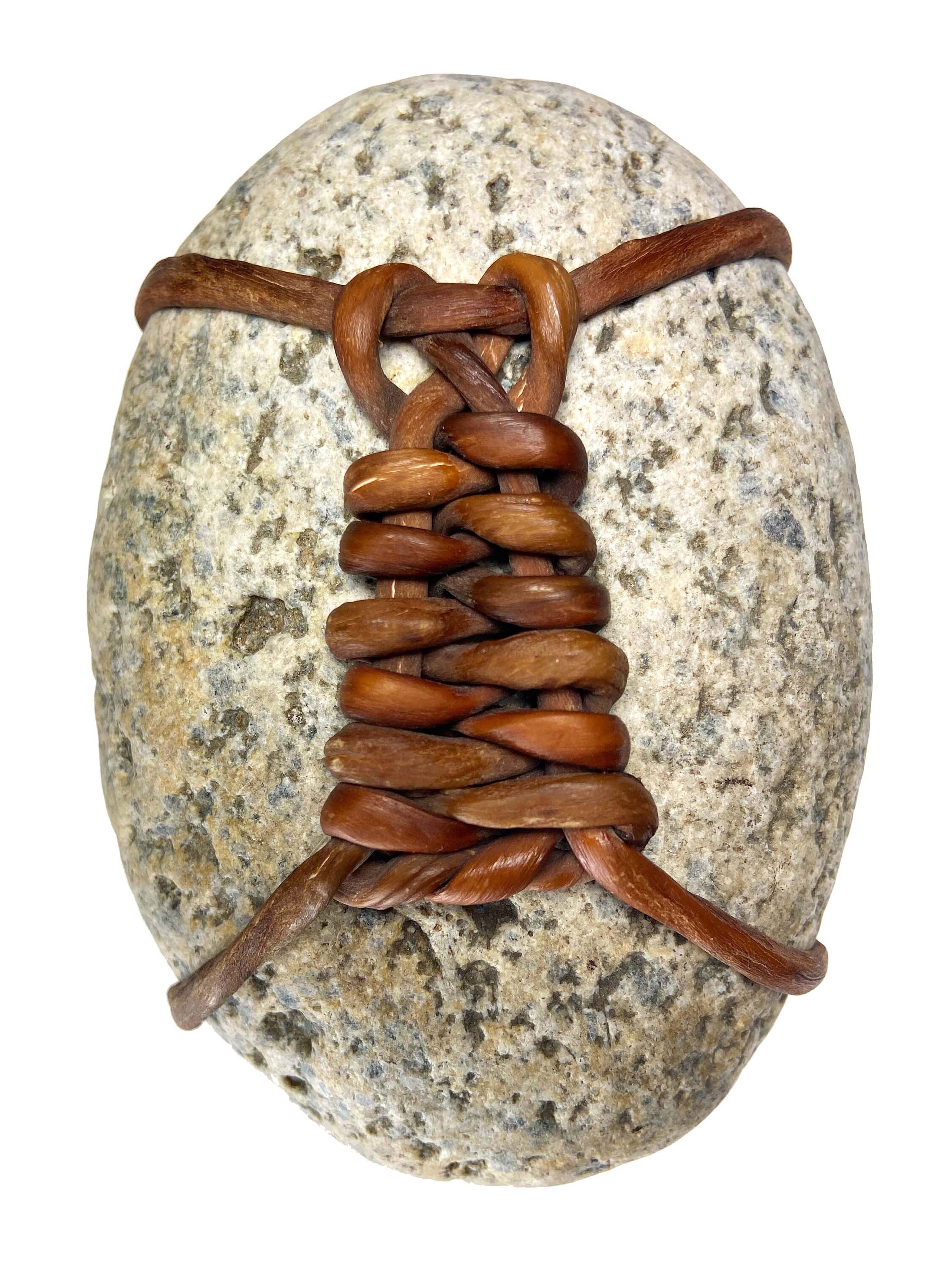 Prosperity Stone L, Zen Rock Wrap, Meditation Stone, Kelp Fiber