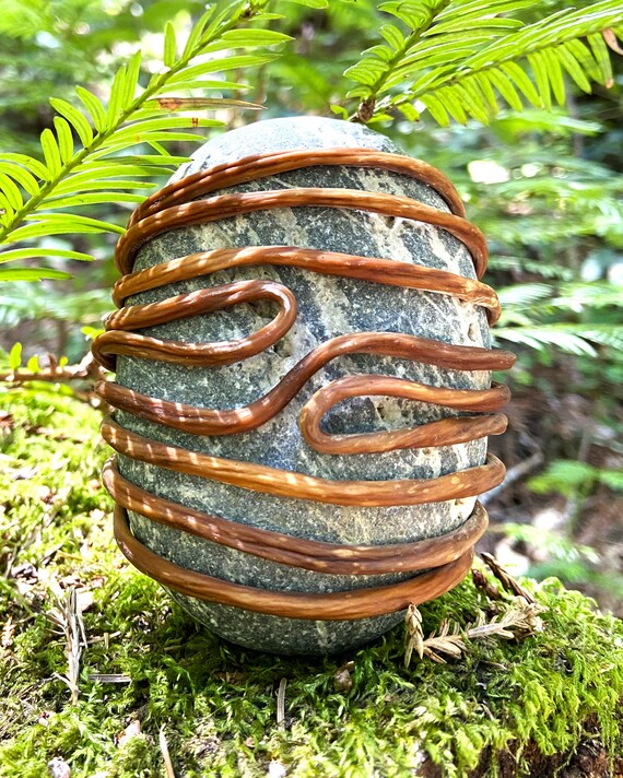 Consciousness Stone - M, Zen Rock Wrap, Meditation Stone, Kelp Fiber Wrapped Rock