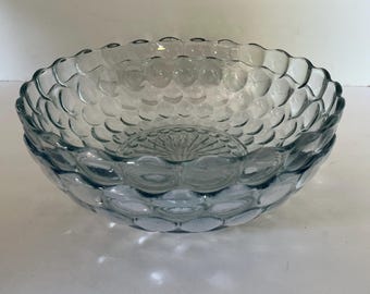 Anchor Hocking Blue Sapphire Bubble Glass Plates 5.5