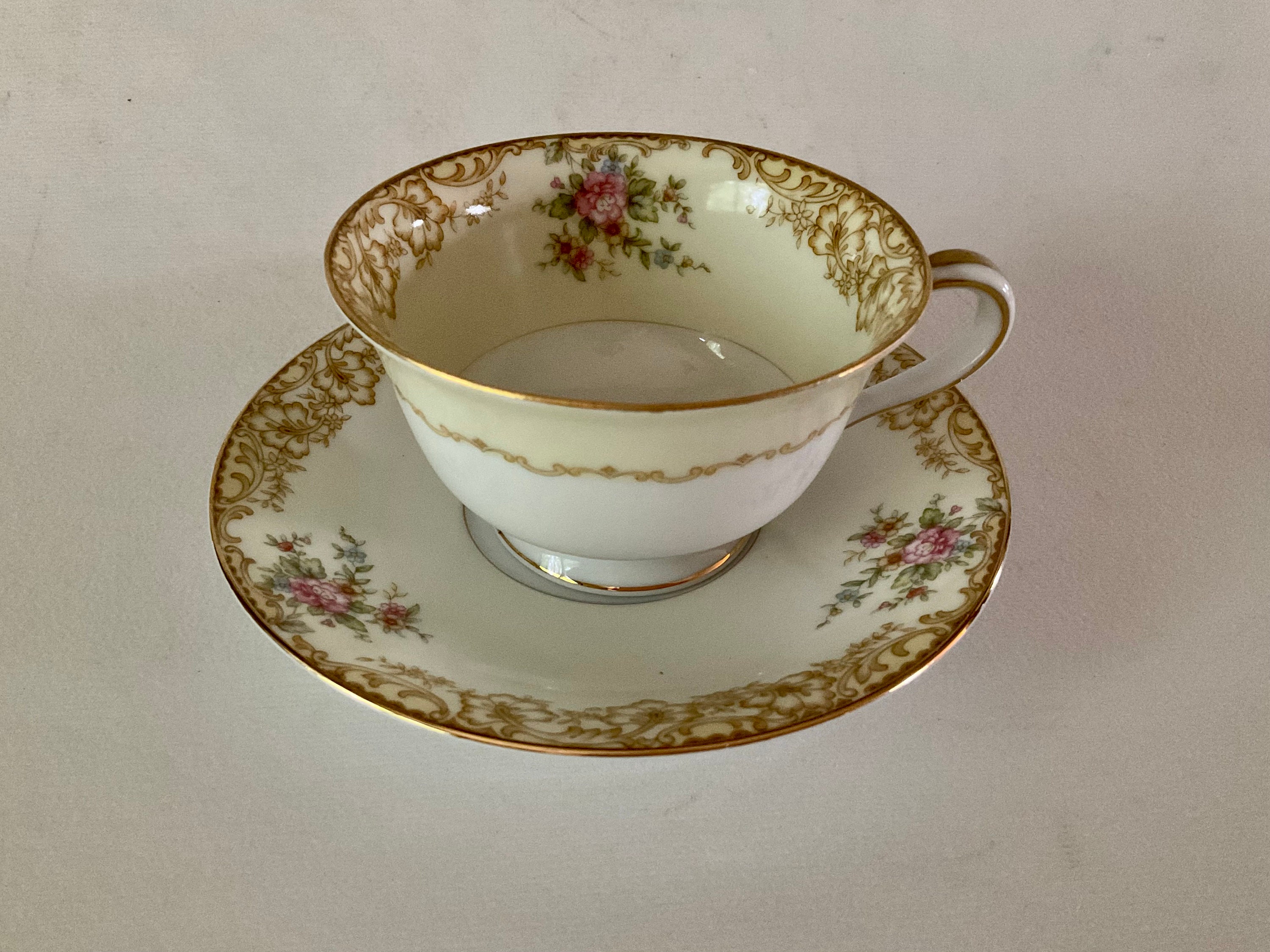 2-7 Noritake ASHFORD 4026 Footed Cup & Saucer Sets Japan