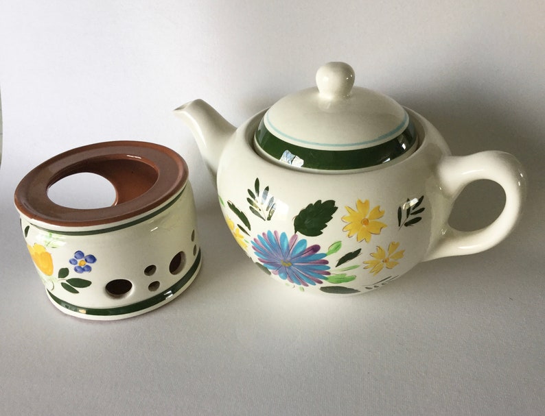 STANGL Pottery COUNTRY GARDEN Teapot & Tea Light Warmer Stand Etsy