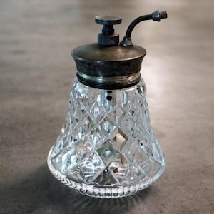 antique crystal & silver plated perfume bottle