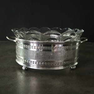 antique silver plate & crystal serving dish