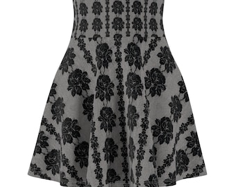 Floral Black Skater Skirt