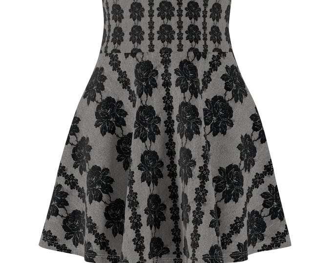 Floral Black Skater Skirt