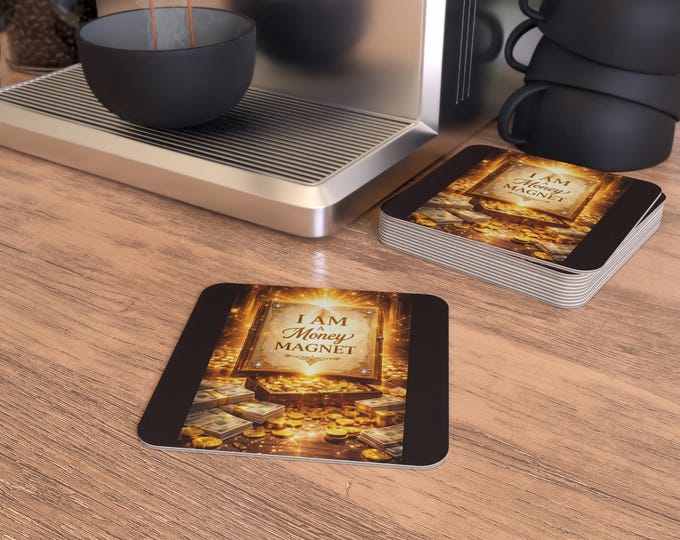 Money Magnet Coasters — Inspirational Wealth Affirmation Drink Coasters (Set of 50)