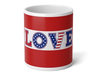 LOVE USA 20oz Jumbo Mug — American Flag Stars & Stripes Coffee Cup