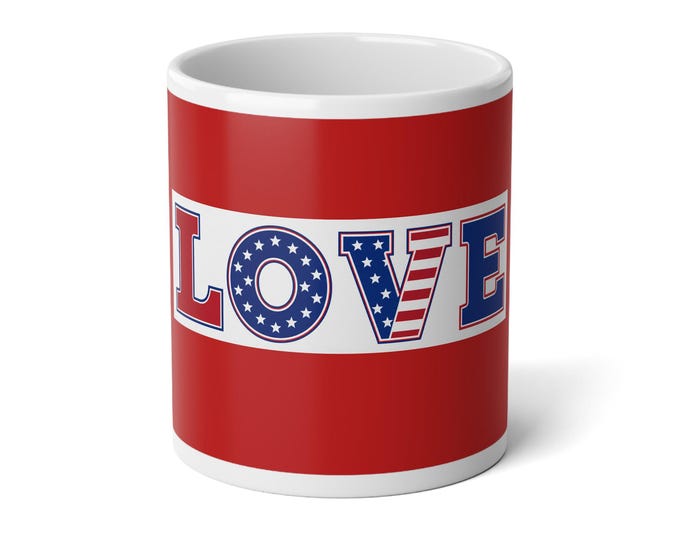 LOVE USA 20oz Jumbo Mug — American Flag Stars & Stripes Coffee Cup