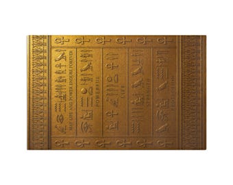 Egyptian Style Hieroglyph Tea Towel — Gold Ankh Patterned Microfiber Towel (May Life and Power Endure Forever)