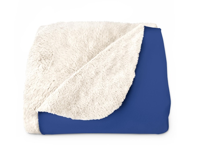 Featured listing image: Solid Royal Blue - Soft Sherpa Fleece Blanket | Cozy Reversible Plush