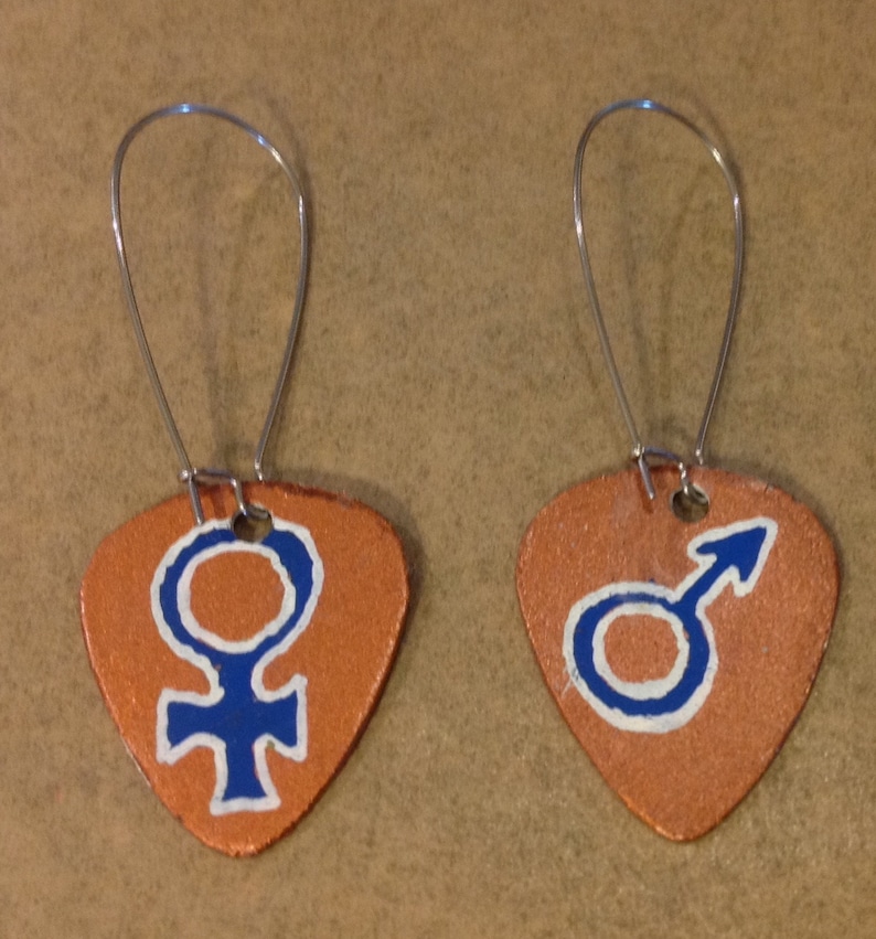 VENUS and MARS original earring art by JPB