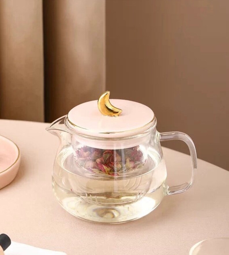 Aesthetic Glass Teapot and Glasses Set With Infuser Filter Etsy