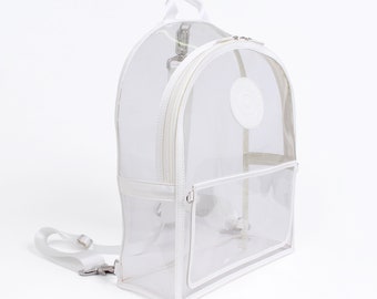 rio summer backpack - white/ clear / pvc / stadium / patent
