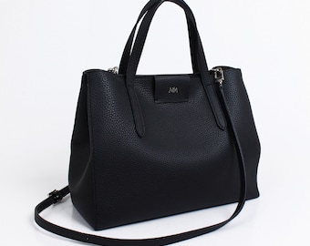 pino - black / tote bag / vegan leather / button