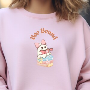 Halloween Cozy Crewneck, Book Lovers, Ghost Reading Book Sweater, Book Halloween Sweatshirt, Halloween Teacher Gift, Librarian Halloween