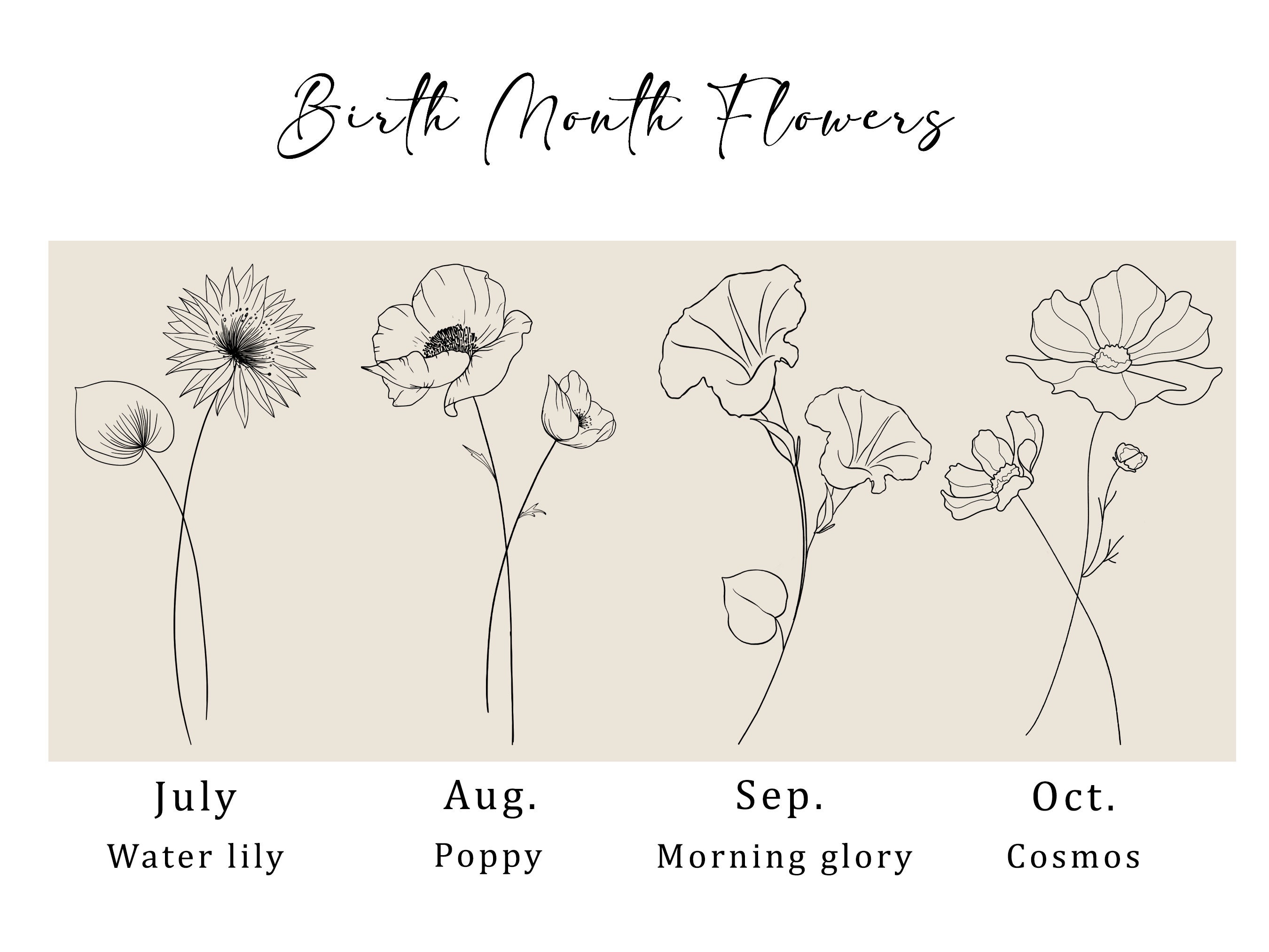 Birth Month Flower Print Flower Print Wall Art Minimalist Etsy