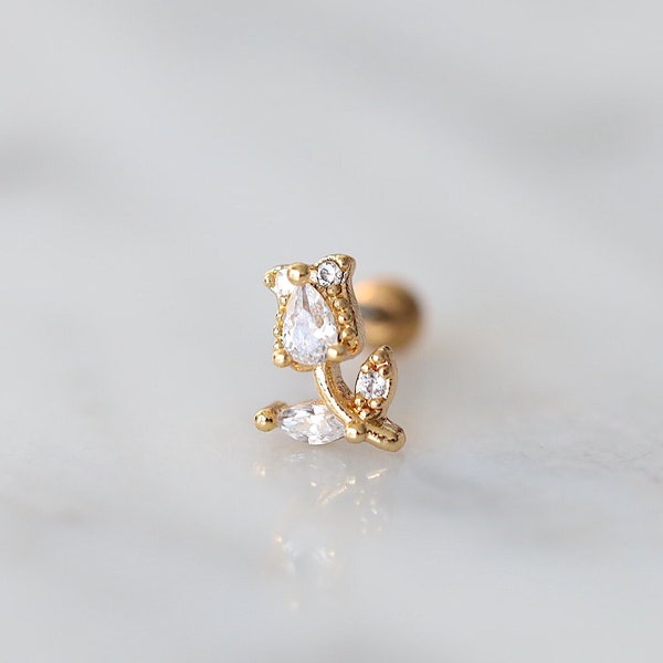 18K Gold Rose Stud • Flower Stud • Tiny Rose Stud • Dainty Flower Stud • Gold Floral Stud • Ball back • Flower Jewelry • Studs Earrings Set