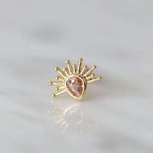 18K Quartz Sun Stud • Pharaoh Inspired Earrings • Unique Gold Stud • Knight Jewelry • Heart Tragus Stud • Stud Earrings Set • Tiny Studs Set