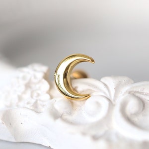 18K Gold Moon Stud • Tiny Moon Earrings • Paved Studs • Moon Tragus Studs • Ball Backs • Helix Studs • Conch Earring • Studs Earrings Set