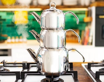 Stainless Steel 3-Tier Teapot Set, Loose Leaf Tea Kettle, High Quality Tea Kettle, Tea Maker Set, Tea Lover Gift Refikadan by Refika Birgul